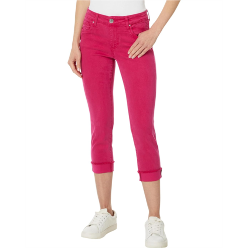 KUT from the Kloth Amy Crop Straight Leg- Roll Up Fray in Brave Fushia