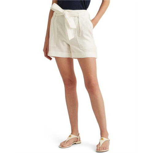 POLO RALPH LAUREN Womens Lauren Ralph Lauren Belted Linen Shorts