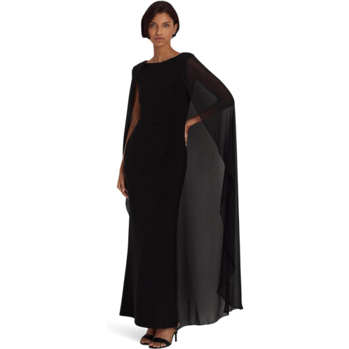 POLO RALPH LAUREN Womens Lauren Ralph Lauren Georgette-Cape Jersey Gown