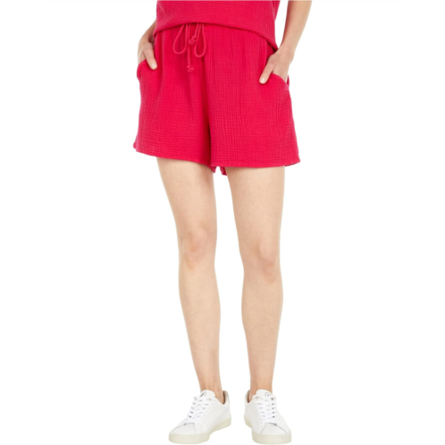 Mod-o-doc Double Layer Gauze Shirred Drawstring Shorts