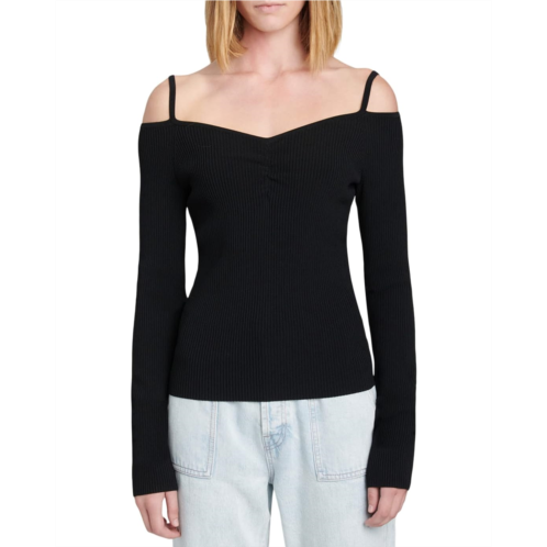 7 For All Mankind Off Shoulder Long Sleeve Top