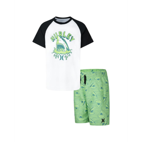Hurley Kids UPF 50+ Short Sleeve T-Shirt & Swim Trunk Two-Piece Set (Little Kid)