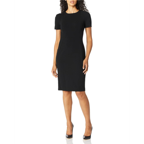 Womens Calvin Klein Short Sleeved Seamed Sheath Dress