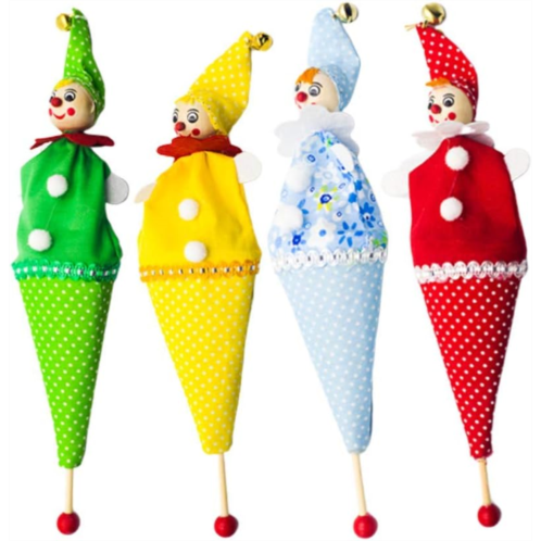YKBAH 4Pcs Christmas Hand Puppets Clown Pop Up Plush Hand Puppet Telescopic Stick