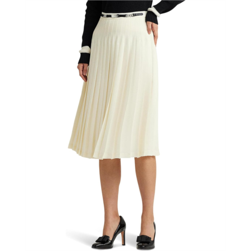 POLO RALPH LAUREN Womens Lauren Ralph Lauren Belted Pleated Georgette Skirt