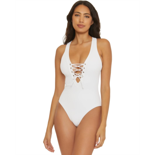 BECCA Modern Edge Gia Lace-Up Plunge One-Piece