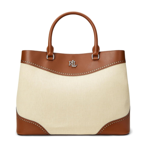 POLO RALPH LAUREN Lauren Ralph Lauren Straw & Leather Large Marcy Satchel