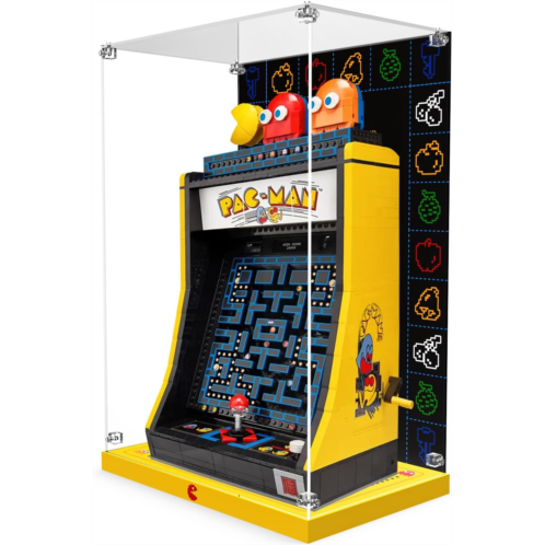 NAOCARD Acrylic Display Case for Lego Pac-Man Arcade Machine Building Toy Set, Dustproof Display Box for Lego Pac-Man Arcade Machine 10323, Customized Decorative Box & HD Painted Backgroun