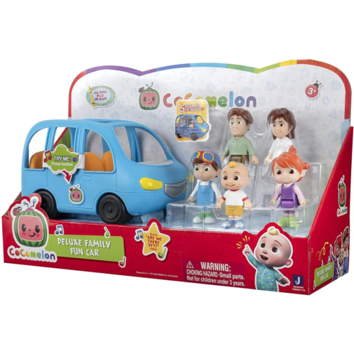 CoComelon Deluxe Family Fun Car, with Sounds - Includes JJ, Mom, Dad, Tomtom, YoYo - Plays Clip of Song, are We There Yet - Toys for Kids, Toddlers, and Preschoolers - Amazon Exclu