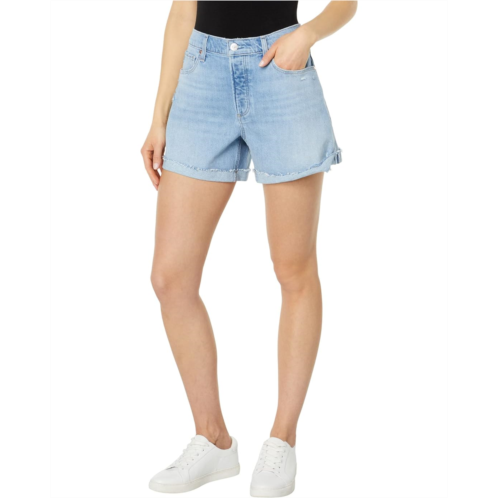 Womens Paige Asher Shorts Covered Button Fly Raw Cuff in No Duh Destructed