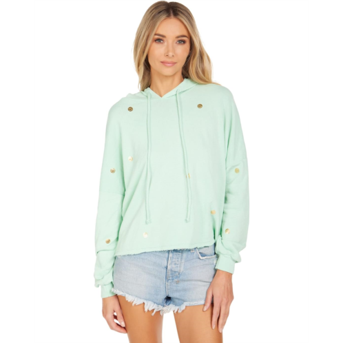 Michael Lauren Lowry Cropped Hoodie with Gold Mini Happyface