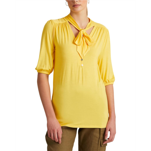 POLO RALPH LAUREN Jersey Tie Neck Top