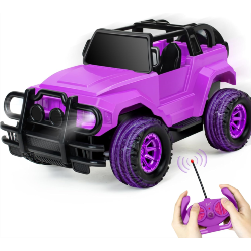 Ynanimery Remote Control Car, Toy Car for Boys Girls Birthday, 1:20 Scale RC Truck Full Functions Racing Car for Toddlers Kids Indoor Outdoor Play, Purple