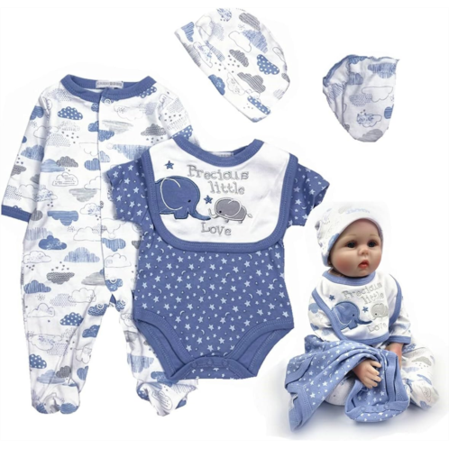 Babyfere Blue Reborn Dolls Clothes Boy 5 Pieces Suits Fit 20-22 Baby Doll Clothing Accessories Baby Reborn Clothes Stuffs