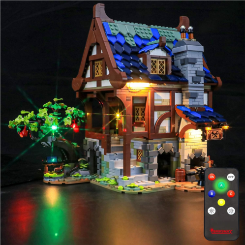 BRIKSMAX Led Lighting Kit for Medieval Blacksmith - Compatible with Lego 21325 Building Blocks Model- Not Include The Lego Set (Remote-Control Version)