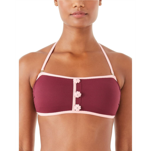 Kate Spade New York Pique Texture Contrast Bandeau Bikini Top