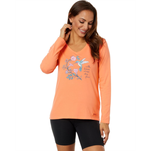 Life is Good Hummingbird Brave Wings Long Sleeve Crusher Vee