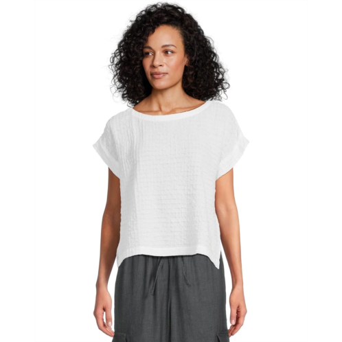 Womens Eileen Fisher Organic Cotton Voile Box Ballet Neck Square Top
