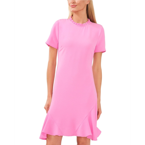 Womens CeCe Ruffle Neck Godet Dress