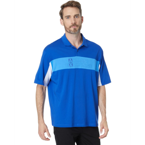 Mens Armani Exchange Striped Color-Block Logo Polo Shirt