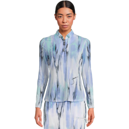 Womens Jamie Sadock Sunsense Matrix Print Long Sleeve 1/4 Zip Sun Protection Top