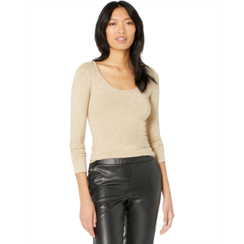 Womens Vince Long Sleeve Open Scoop Neck Tee