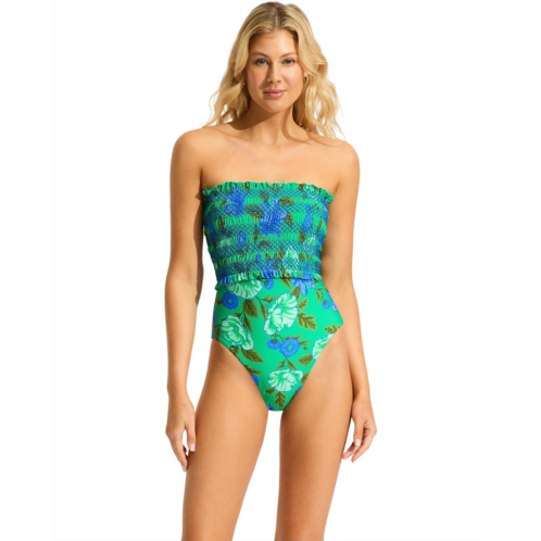 Womens Seafolly Garden Party Shirred Bandeau One-Piece