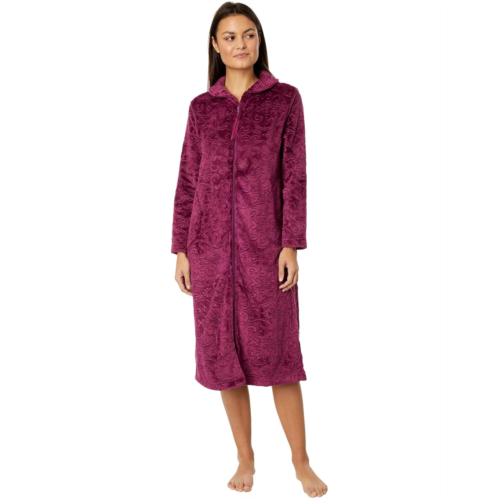 Womens Karen Neuburger Petite Long Sleeve 47 Shawl Collar Zip Robe