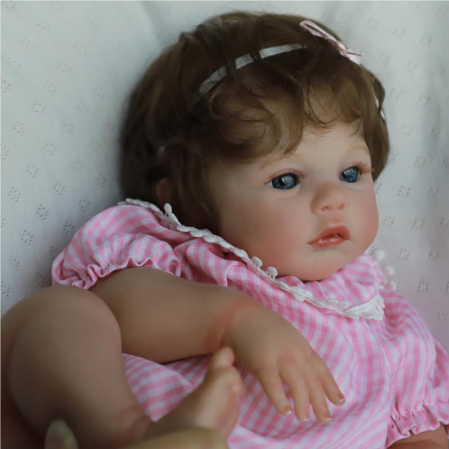 SCOM Reborn Baby Dolls Girl - Meadow 18 Inches Lifelike Baby Dolls Newborn Realistic Girl Soft Body Gift or Toys Collection for Kids Age 3+