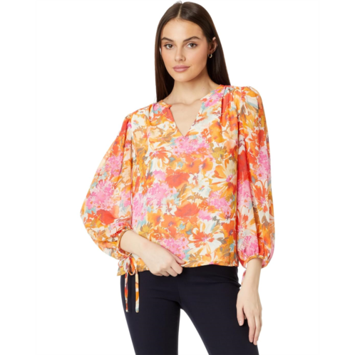 Womens Vince Camuto V Neck Blouse With Puff Sleeve