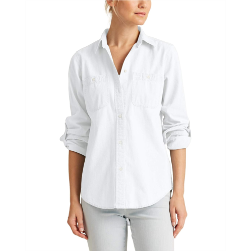 POLO Ralph Lauren Womens LAUREN Ralph Lauren Roll-Tab Sleeve Cotton Shirt