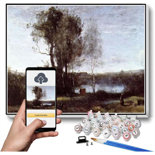 Hhydzq Paint by Numbers Kits for Adults and Kids Large Sharecropping Farm Painting by Camille Corot Arts Craft for Home Wall Decor
