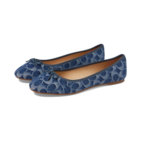 Womens COACH Abigail Signature C Denim Ballet Flat