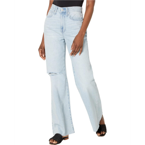 Madewell Baggy Flare Jeans with Knee Slit and Raw Hem in Luzon Wash