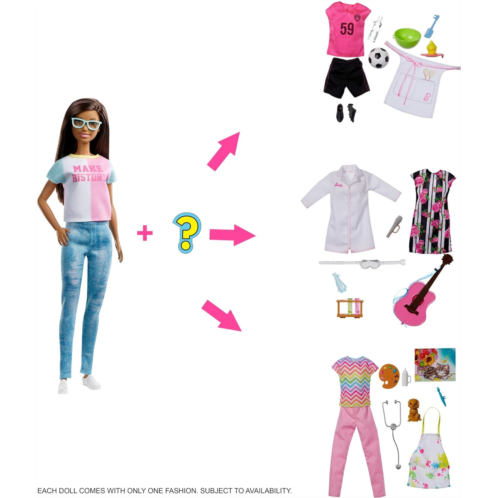 ?Barbie Doll with 2 Career Looks that Feature 8 Clothing and Accessory Surprises to Discover with Unboxing, Gift for 3 to 7 Year Olds