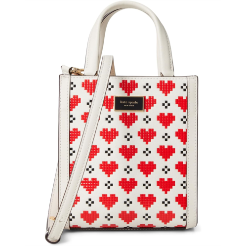 Kate Spade New York Manhattan Pixel Hearts Embossed Saffiano Leather Mini Tote
