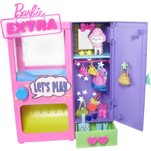 Barbie Extra Surprise Fashion Playset with 20 Pieces Including Pet Poodle, Closet and Push-Button Feature That Dispenses Fashion Accessories, Gift for 3 Year Olds & Up