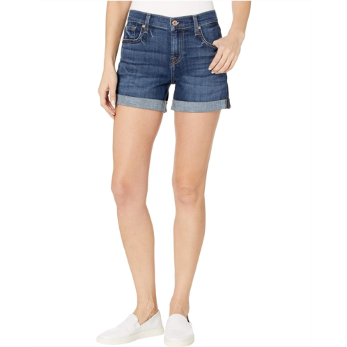 7 For All Mankind Relaxed Mid Roll Shorts in Broken Twill Plaza