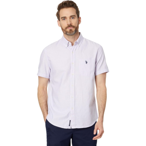 U.S. POLO ASSN. Short Sleeve Classic Fit 1 Pocket Cotton Yard Dye Square Weave Woven Shirt