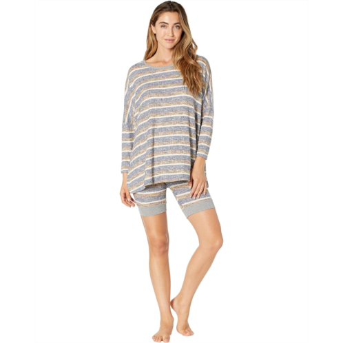 Womens Honeydew Intimates Overslept Variegated Rib PJ Set