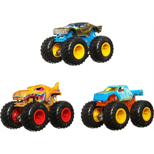 Hot Wheels Monster Trucks 1:64 Color Shifters, 3-Pack of Toy Trucks That Change Decos in Ice Cold Water & Change Back in Warm Water, Toy for Kids, HGX20