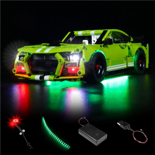 VONADO LED Light Kit for Lego Technic Ford Mustang Shelby GT500 42138, DIY Lighting Compatible with Lego Mustang 42138 (NO Lego Model), Creative Decor Lego Light Set as Gift for Ki