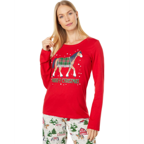 Womens Little Blue House by Hatley Country Christmas Long Sleeve Tee