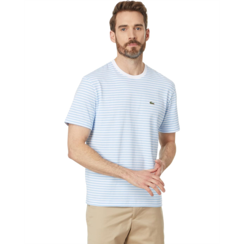 Mens Lacoste Short Sleeve Classic Fit Stripped Crew Neck Tee Shirt