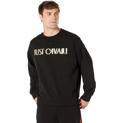 Just Cavalli Soho Crew Neck Sweatshirt with Palm Spring Logo Print