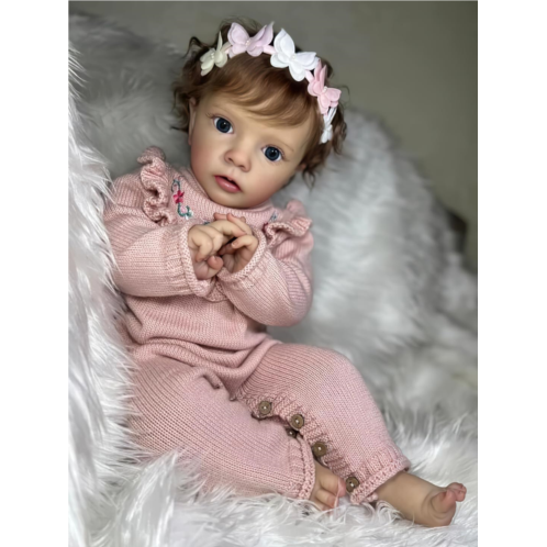 TERABITHIA 24 Inches Big Real Baby Size Rooted Hair Lifelike Reborn Baby Doll Crafted in Soft Weighted Body Realistic Newborn Toddler Girl Dolls Santa Gift Set, Forever Yours Belov