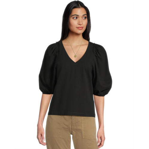 Womens Madewell Puff Sleeve V-Neck Tee