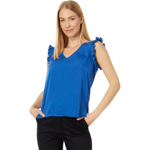 Womens Vince Camuto V-Neck Pleated Sleeve Blouse