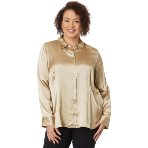 Womens Madewell Plus Darted Button-Up Shirt in Satin