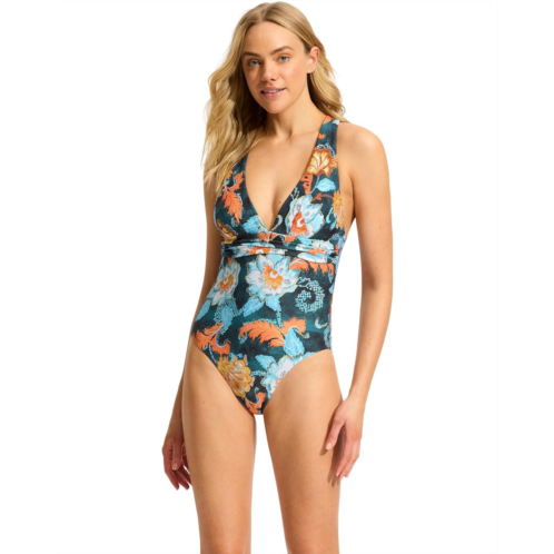 Womens Seafolly Spring Festival Cross Back One Piece